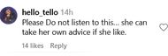 Netizens say not to take Tia's advice (image via @hello_tello on Instagram)